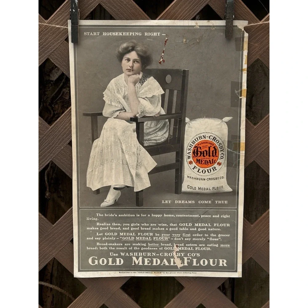 1912 KELLOGG's Corn Flakes Cereal Child  VINTAGE AD CI37 + Gold Medal Flour Ad